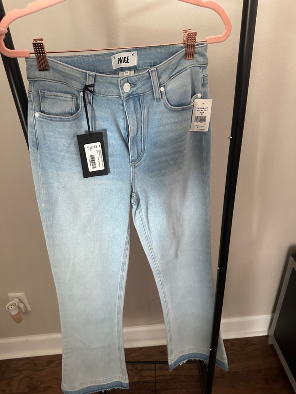 PAIGE Light Blue Cropped Straight Jeans